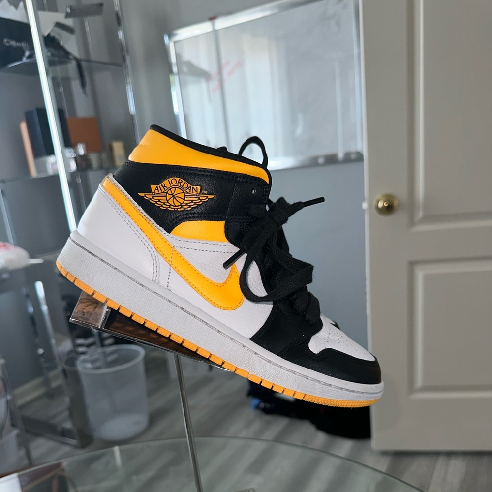Jordan 1 Mid Laser Orange Black Womens Sneaker